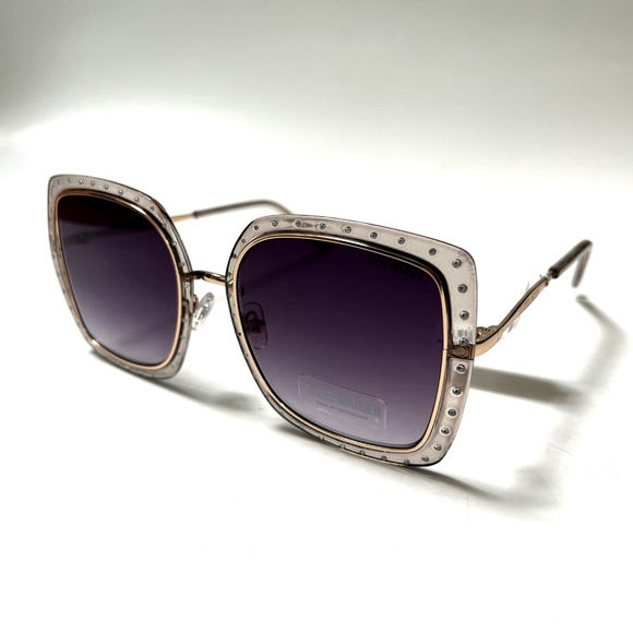 New Original STEVE MADDEN Rosalie Oversized Sunglasses Rhinestones Transparent